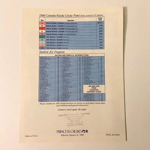 Vintage 1986 Princess Cruises Canada Alaska Pacific Princess Brochure Pamphlet - Picture 6 of 16